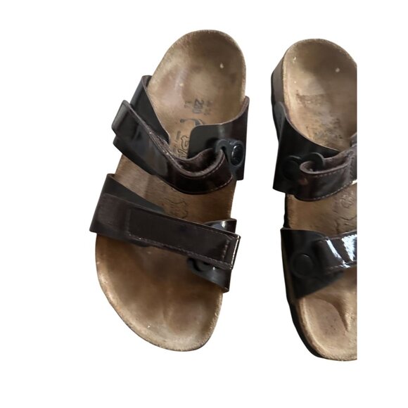 BIRKIS Brown Patent Leather Adjustable Sandals Size Women’s 5 - Picture 4 of 8